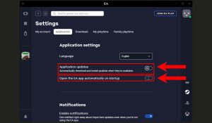 EA Launcher Settings