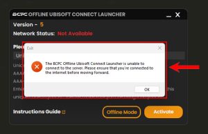 BCPC Offline Ubisoft Connect Launcher Network Issue