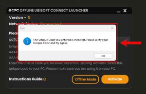 BCPC Offline Ubisoft Connect Launcher Unique Key Is Incorrect Issue