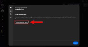 Ubisoft Connect Launcher Locate Installed Game Tab